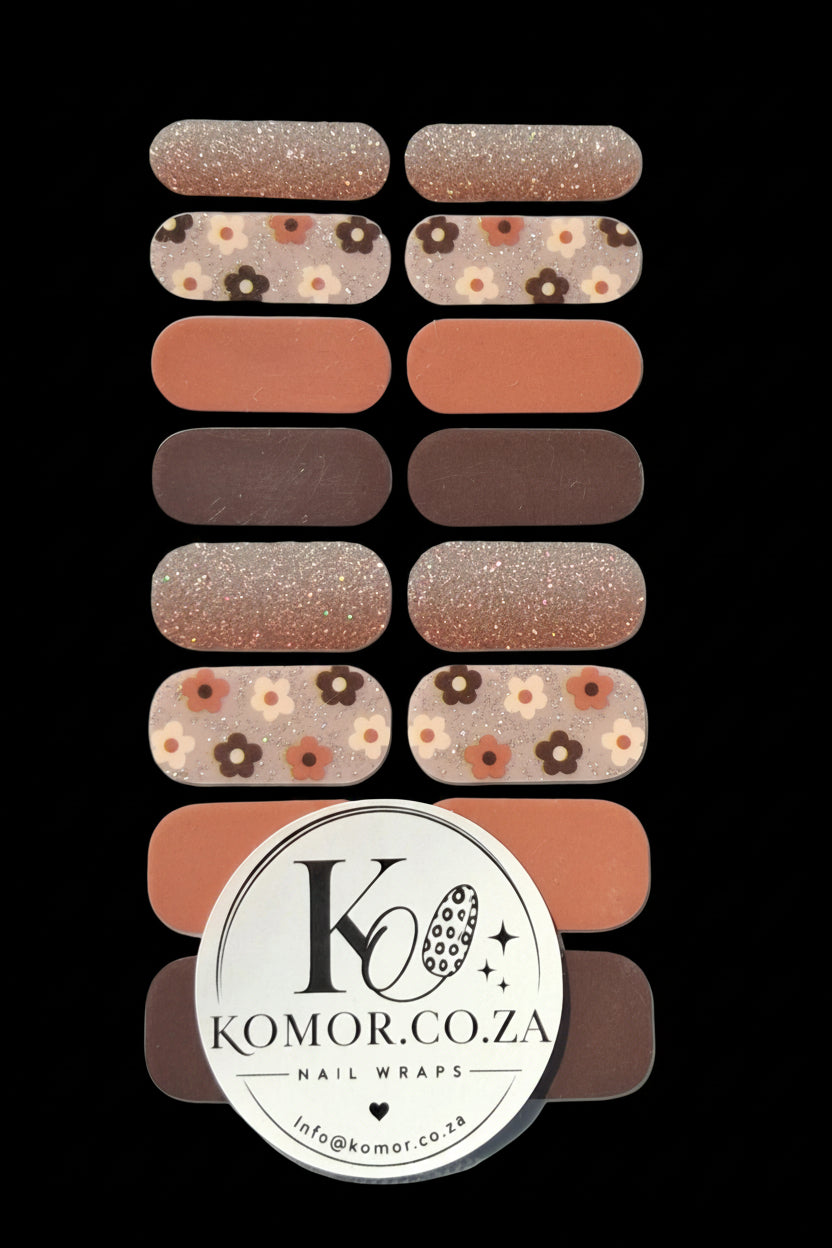 Nail wrap set Brown
