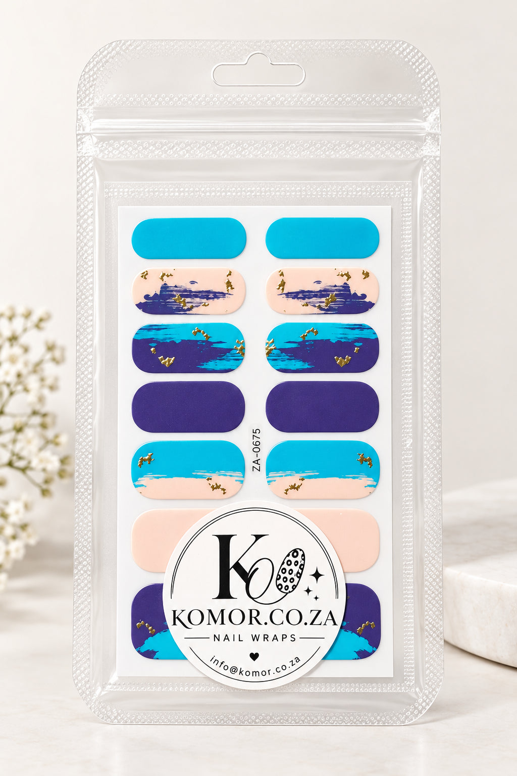 Nail wrap set Blue smudge