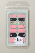 Nail wrap set Pink Black heart