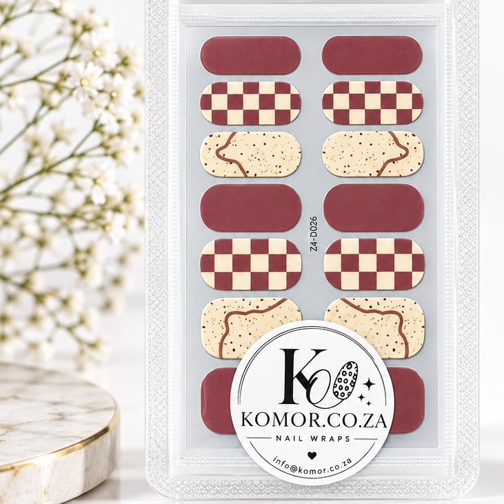 Nail wrap set Check brown