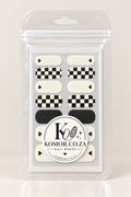 Nail wrap set Black and white Check hearts