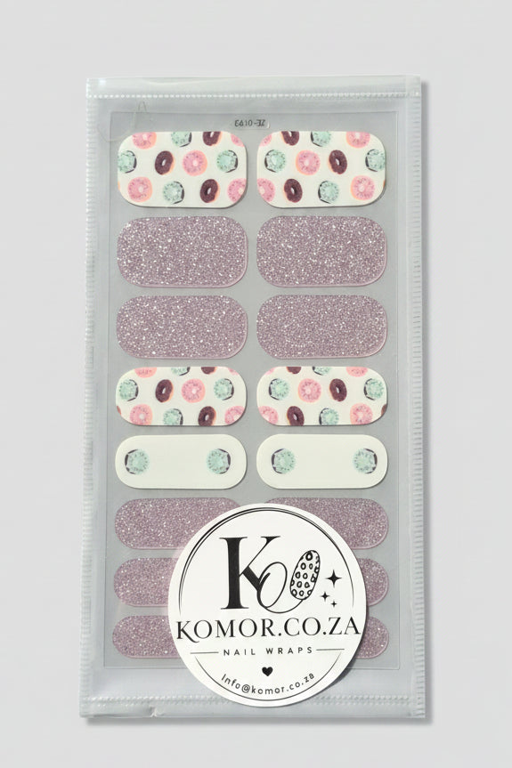 Nail wrap set Pink glitter dust